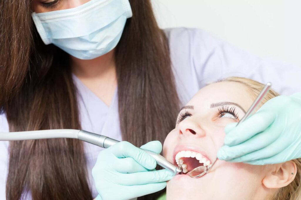 women on dental check up