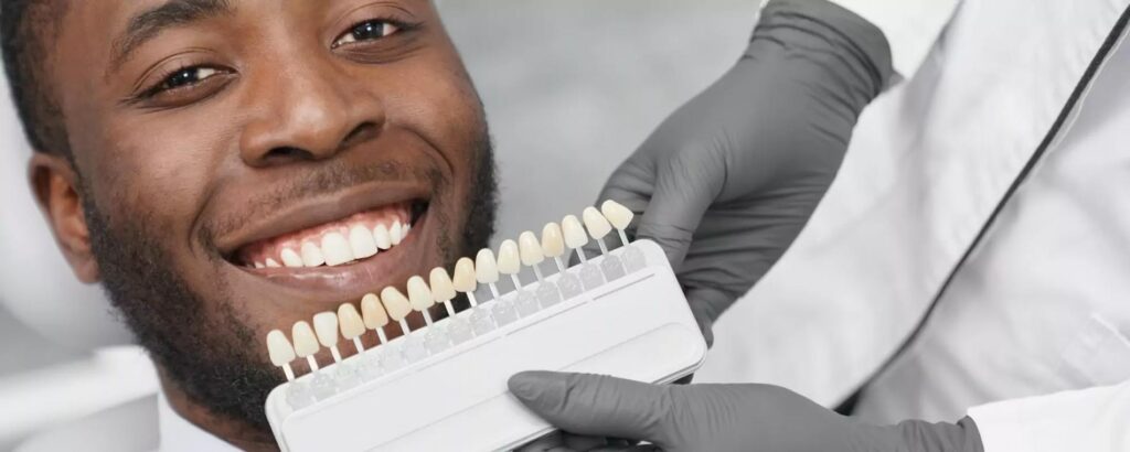 doctor matching teeth for patient